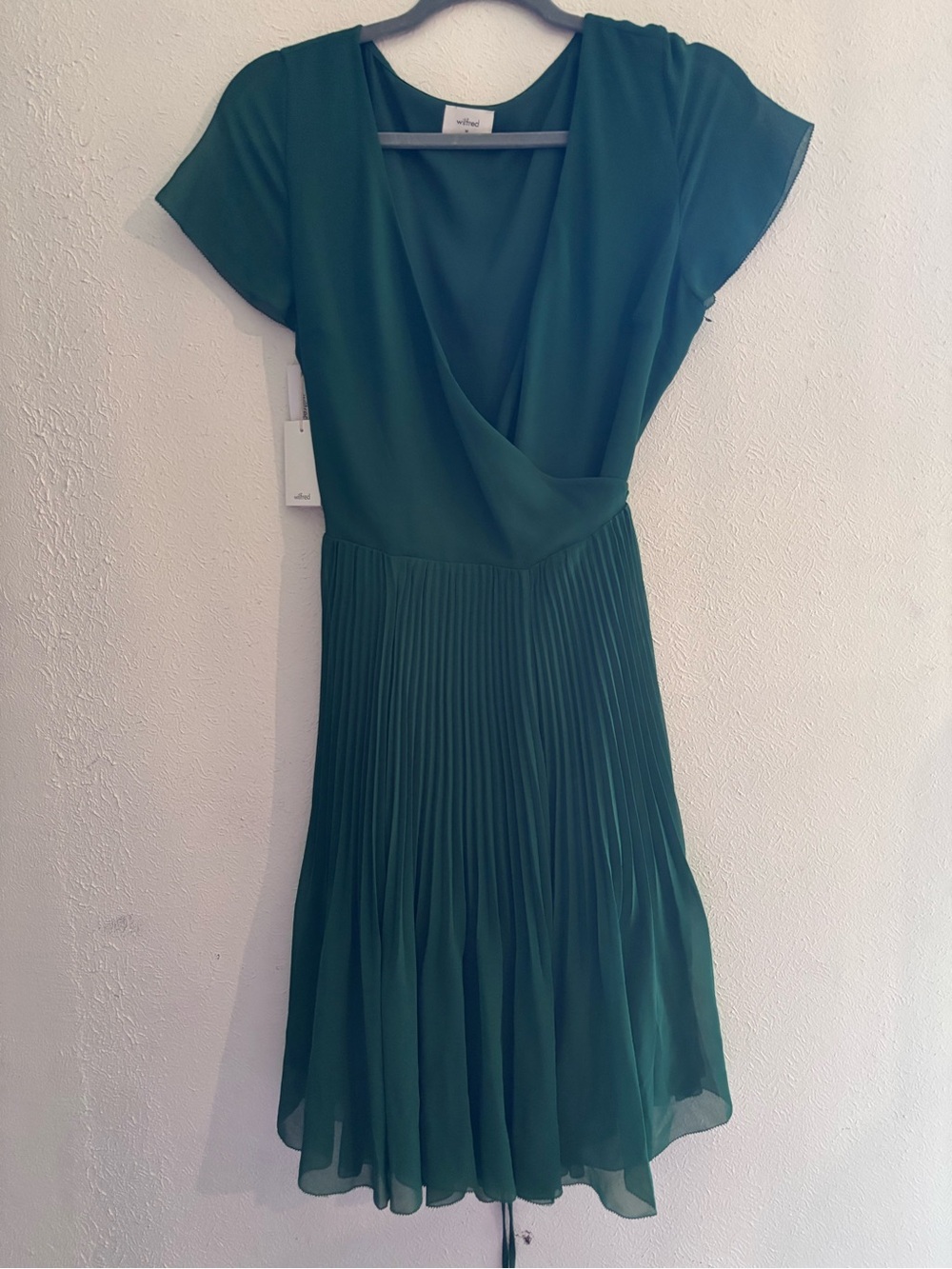 Wilfred Emerald Green Pleated Wrap Dress